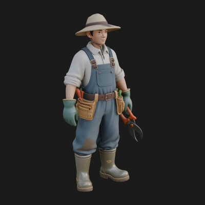 Farmer Man Statue Design 1 3D Print Model