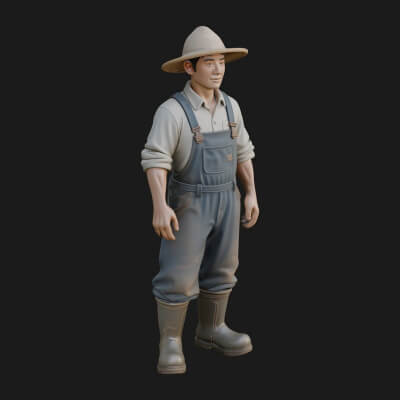 Farmer Man Statue Design 2 3D Print Model