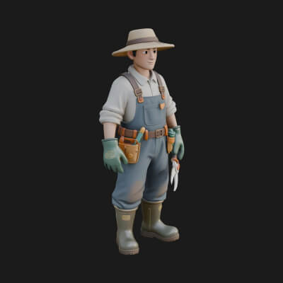 Farmer Man Statue Design 4 3D Print Model