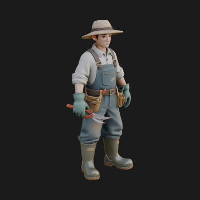 Farmer Man Statue Design 5 3D Print Model