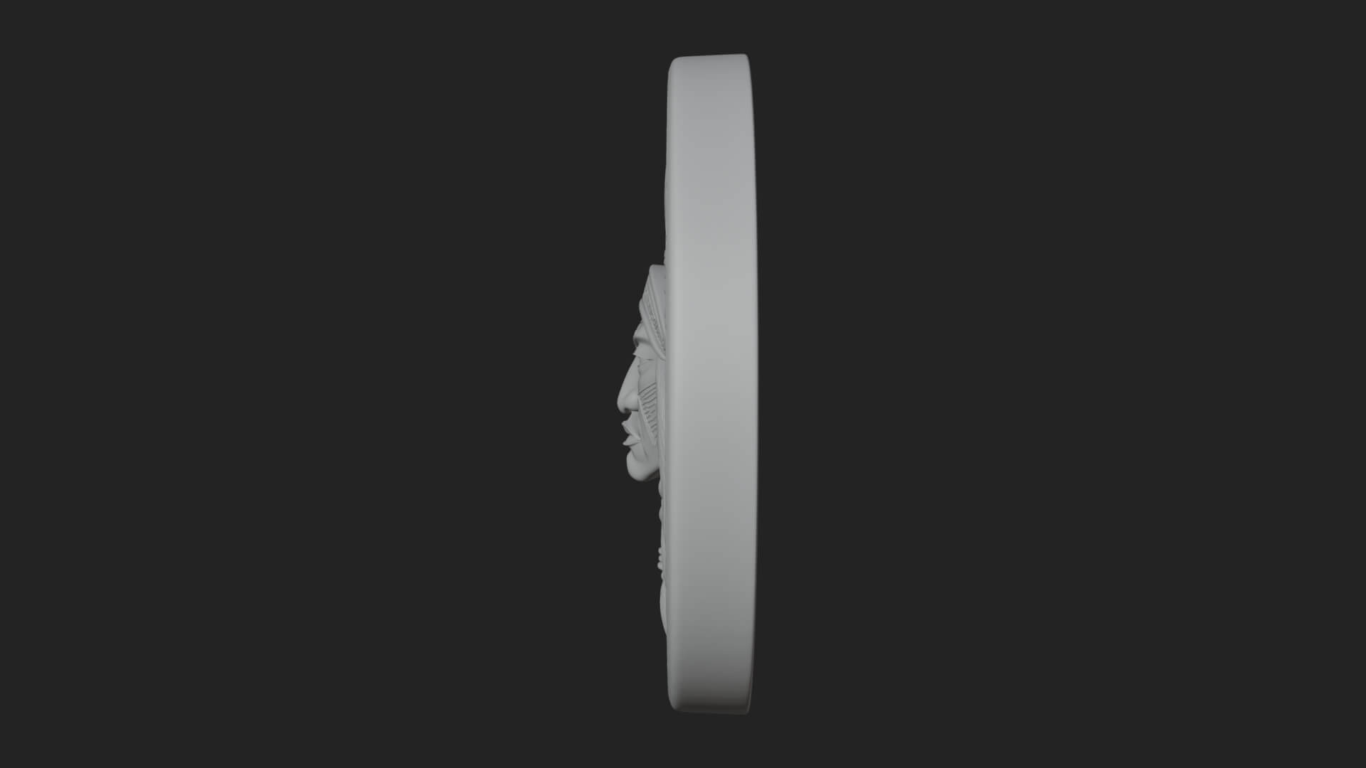 Feather Chief Oval Relief Plaque Design 2 3D Print Model 3D Model