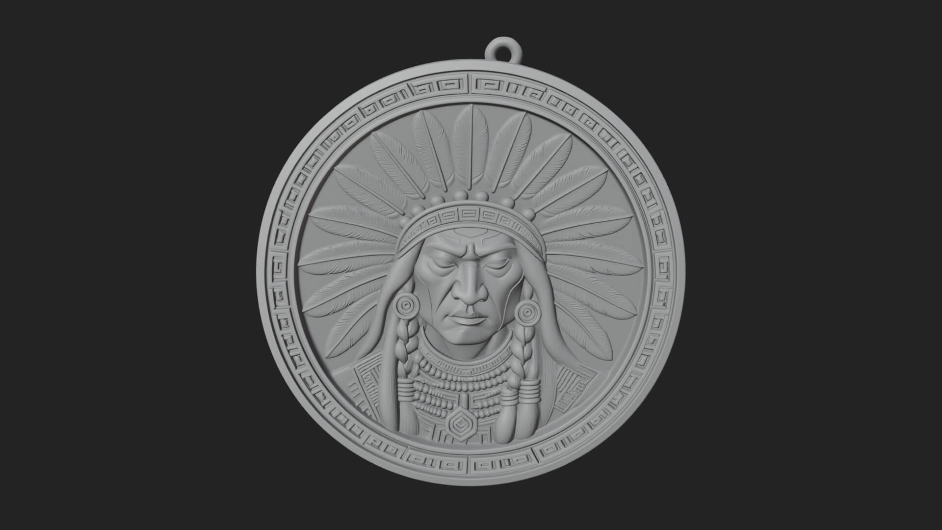 Feather Chief Oval Relief Plaque Design 3 3D Print Model 3D Model