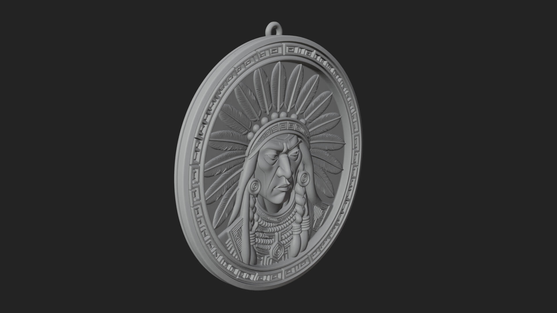 Feather Chief Oval Relief Plaque Design 3 3D Print Model 3D Model