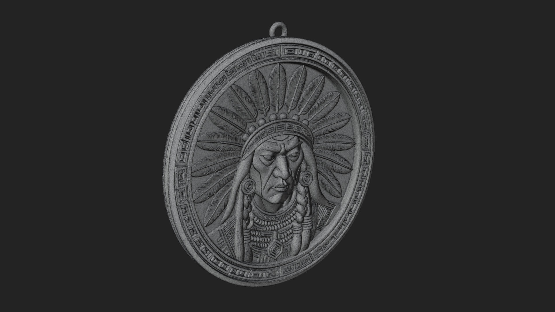 Feather Chief Oval Relief Plaque Design 3 3D Print Model 3D Model