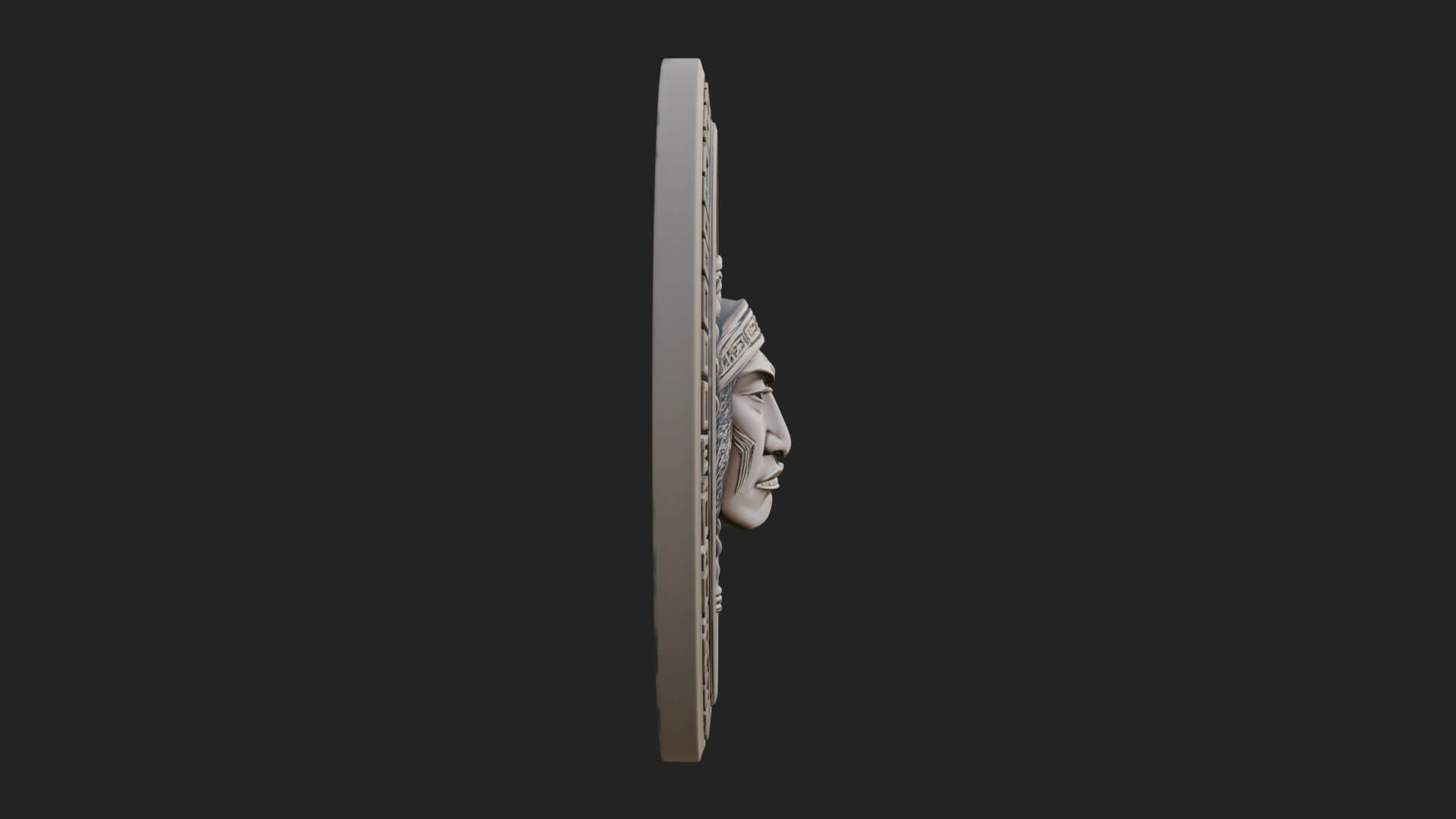 Feather Chief Oval Relief Plaque Design 4 3D Print Model 3D Model