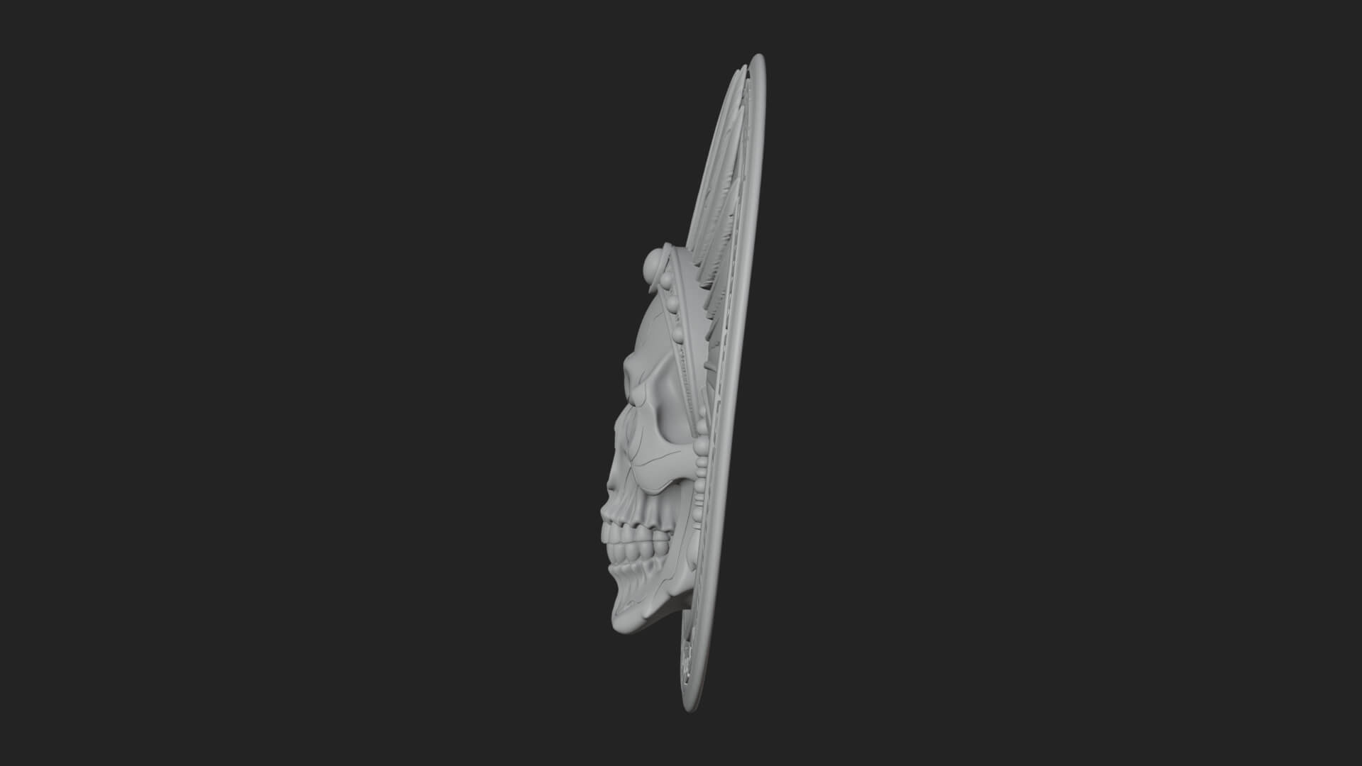 Feathered Skull Oval Relief Plaque Design 4 3D Print 3D Model