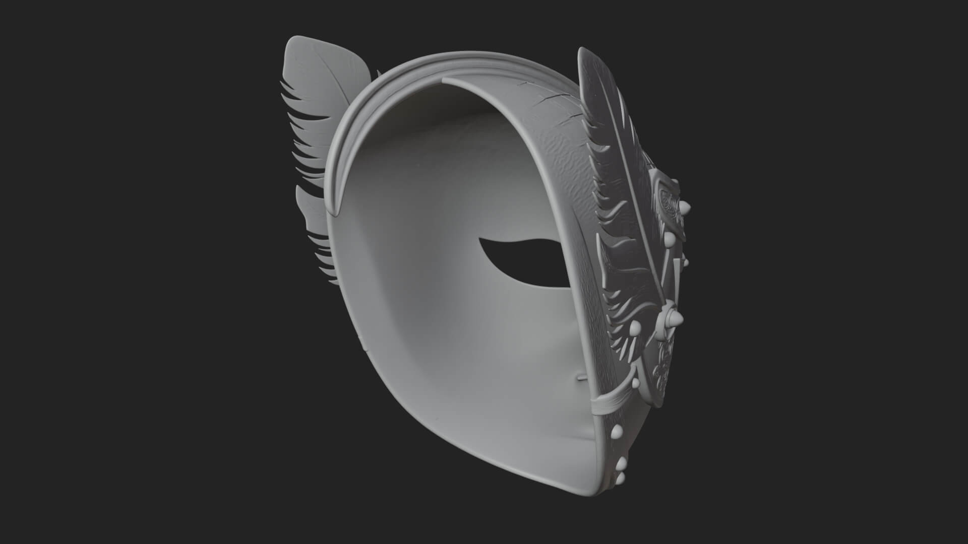 Feathered Venetian Mask Statue Design 1 3D Print Model 3D Model