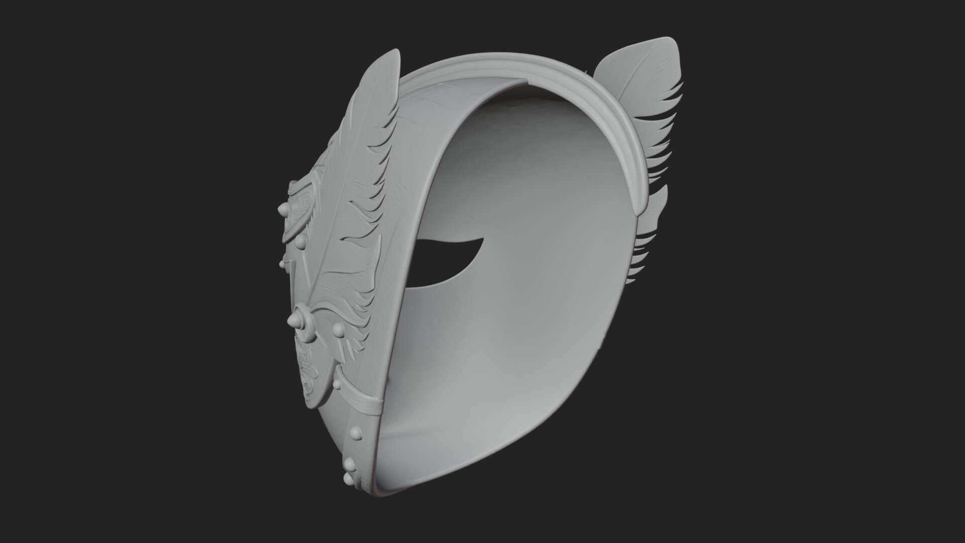Feathered Venetian Mask Statue Design 1 3D Print Model 3D Model
