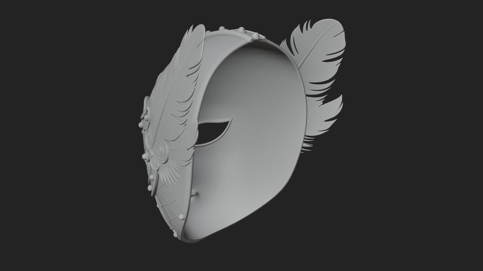 Feathered Venetian Mask Statue Design 2 3D Print Model 3D Model