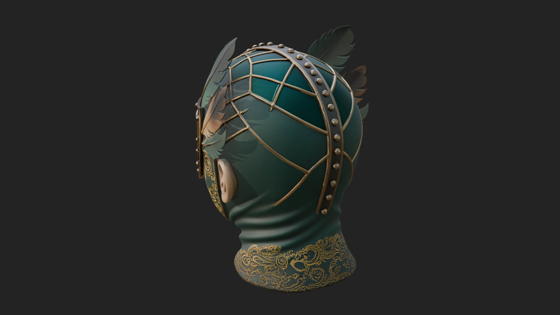 Feathered Venetian Mask Statue Design 3 3D Print Model by ARCHVANTA