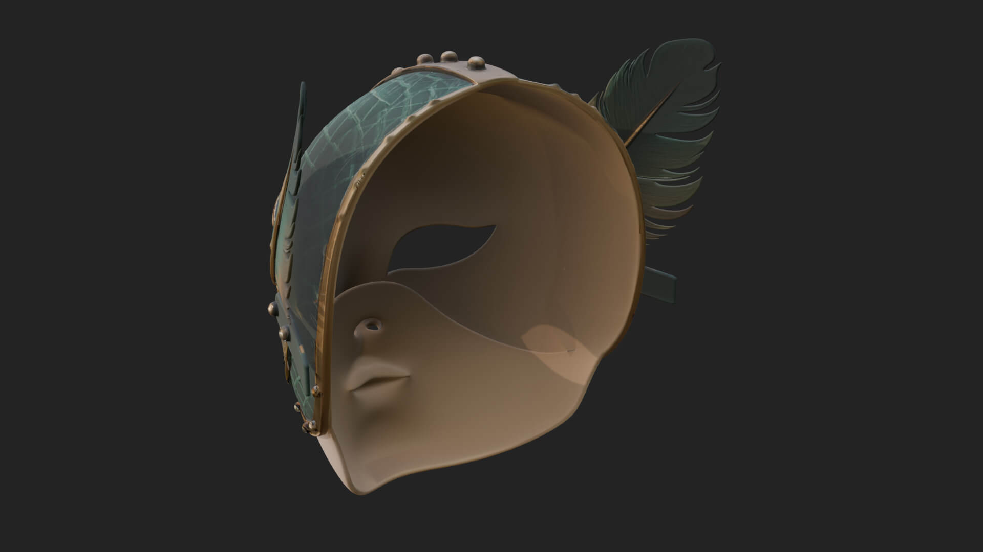 Feathered Venetian Mask Statue Design 4 3D Print Model by ARCHVANTA