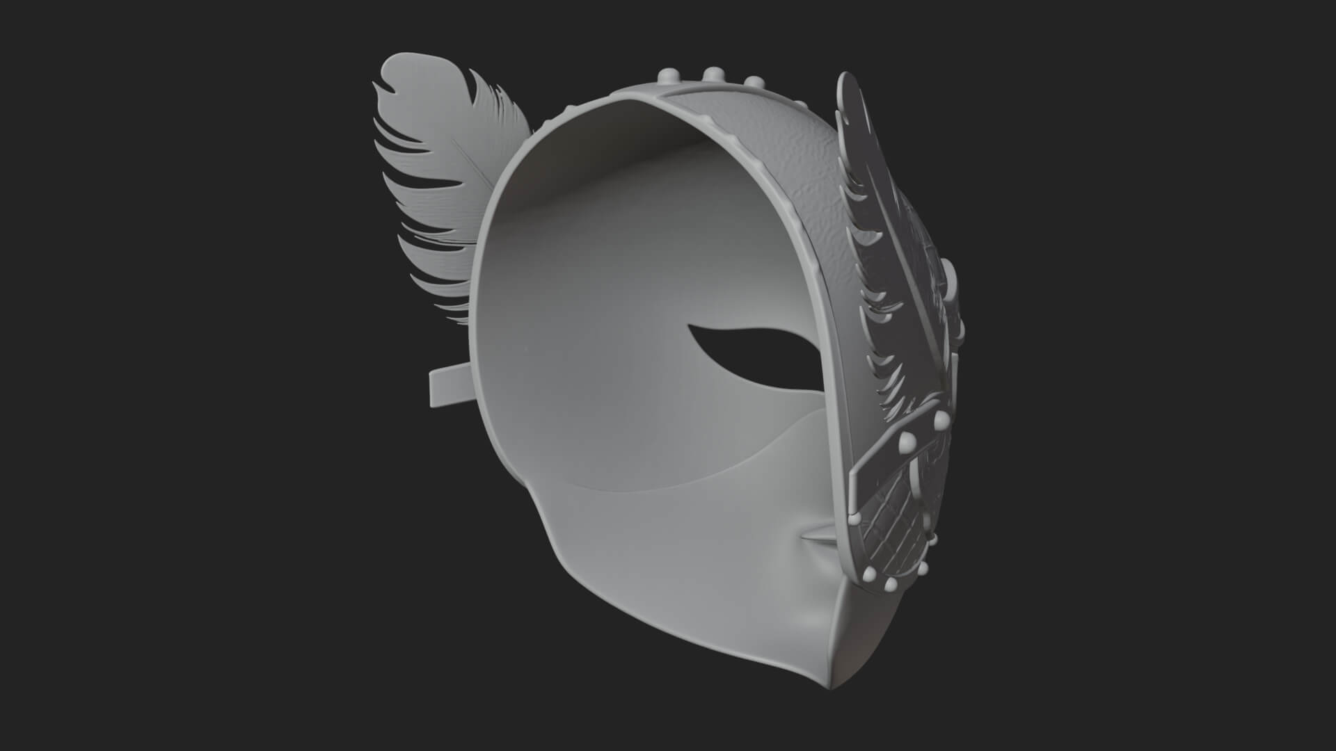 Feathered Venetian Mask Statue Design 4 3D Print Model by ARCHVANTA
