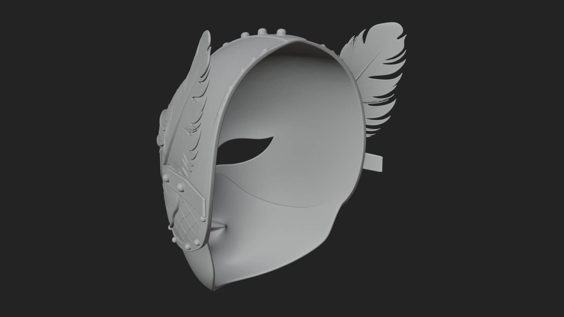 Feathered Venetian Mask Statue Design 4 3D Print Model 3D Model