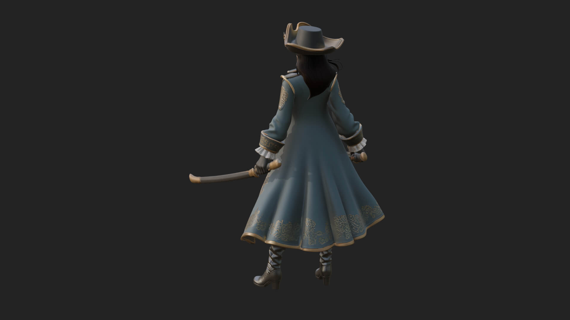 Female Pirate Captain Statue Design 5 3D Print Model 3D Model