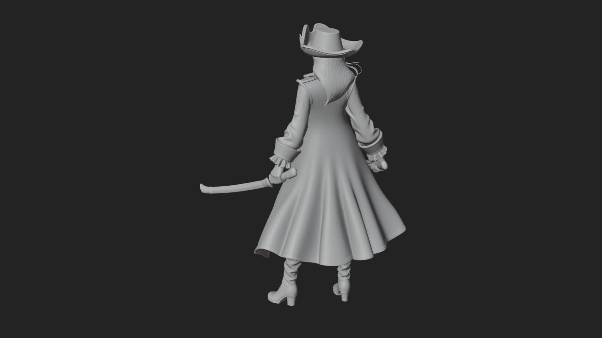 Female Pirate Captain Statue Design 5 3D Print Model 3D Model