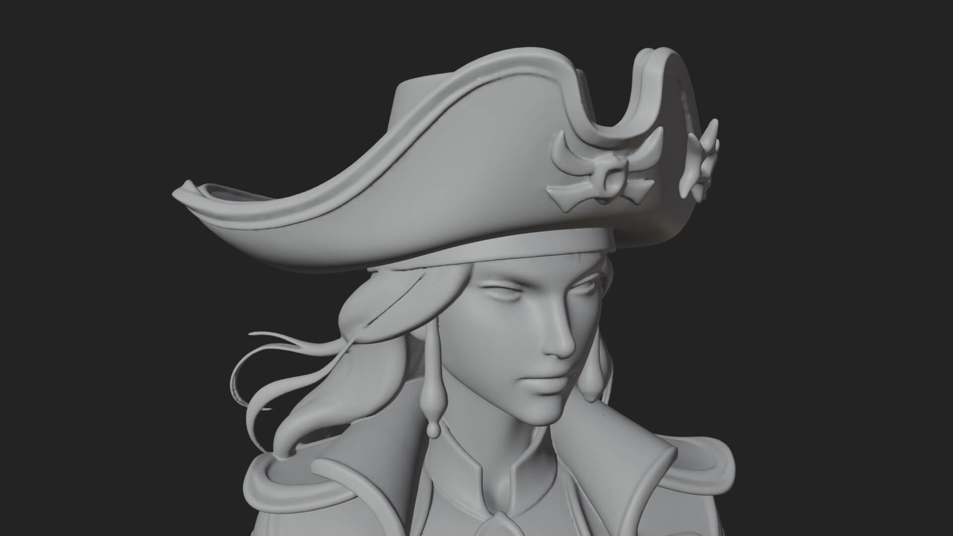Female Pirate Captain Statue Design 5 3D Print Model 3D Model