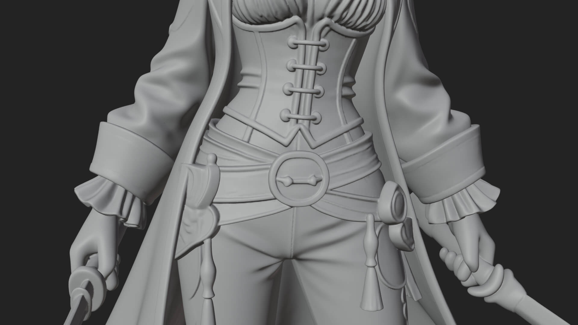 Female Pirate Captain Statue Design 5 3D Print Model 3D Model