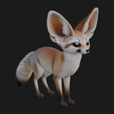 Fennec Fox Statue Design 1 3D Print Model