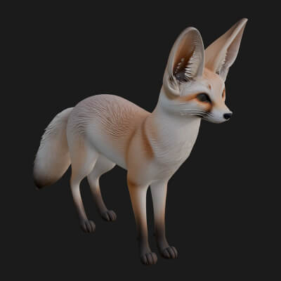 Fennec Fox Statue Design 2 3D Print Model