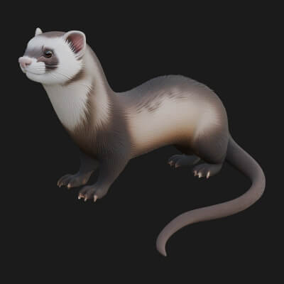 Ferret Statue Design 4 3D Print Model