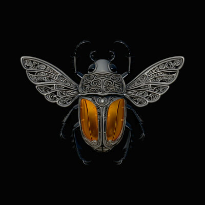 Filigree Winged Beetle Statue Design 1 3D Print Model