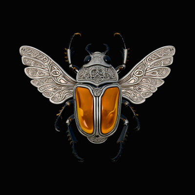 Filigree Winged Beetle Statue Design 2 3D Print Model