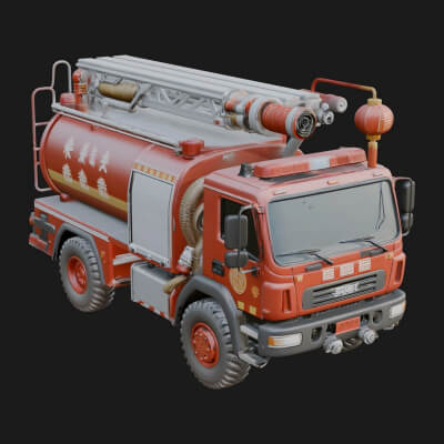 Fire Engine Model Design 3 3D Print Model