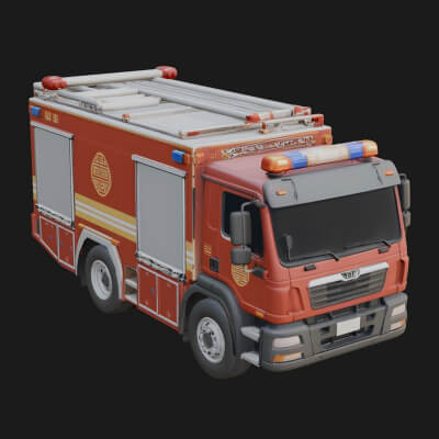 Fire Engine Model Design 7 3D Print Model