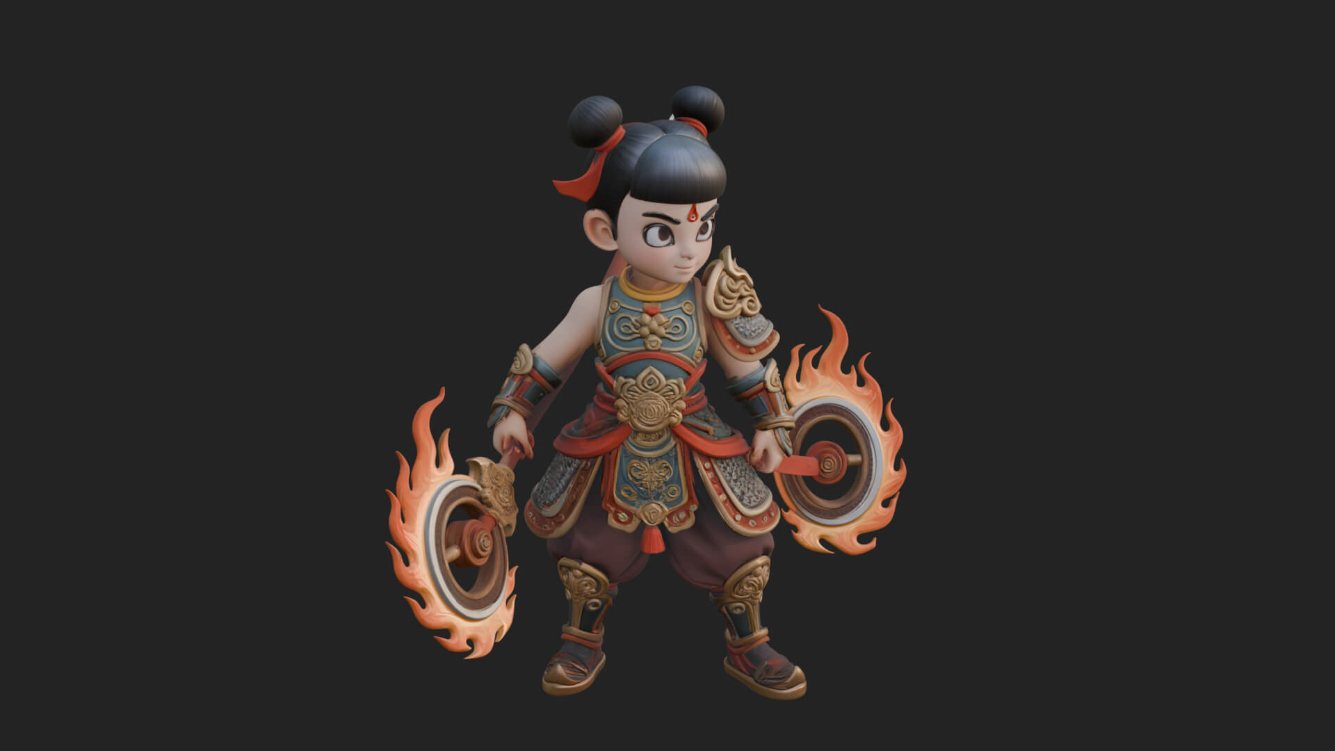 Fire Ring Boy Deity Statue Design 1 3D Print Model 3D Model