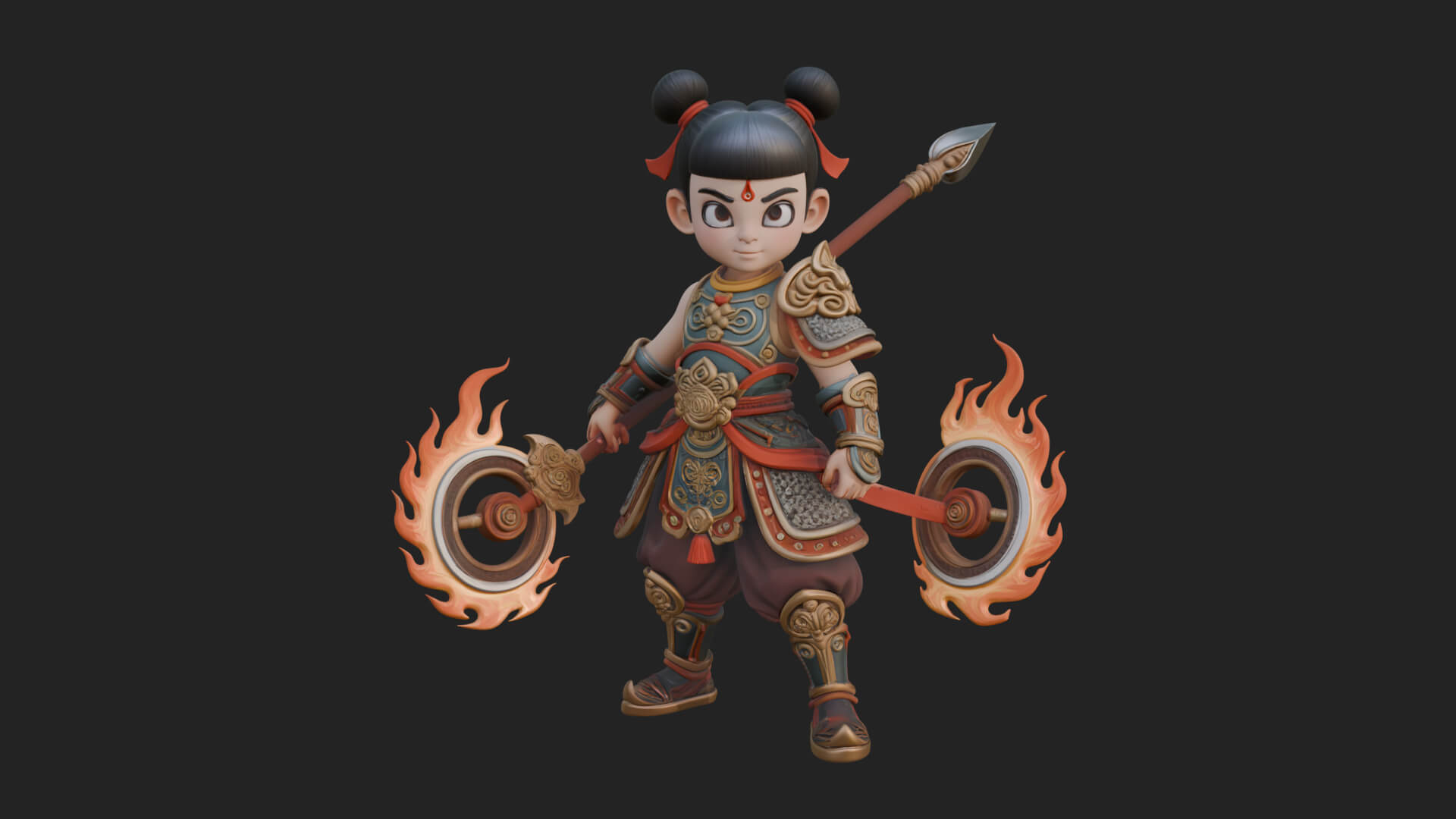 Fire Ring Boy Deity Statue Design 1 3D Print Model 3D Model