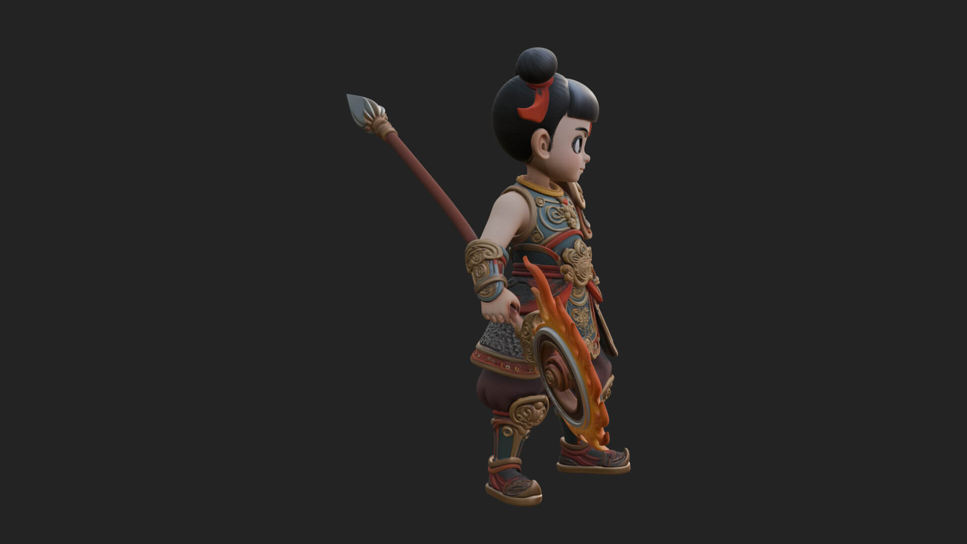 Fire Ring Boy Deity Statue Design 1 3D Print Model 3D Model
