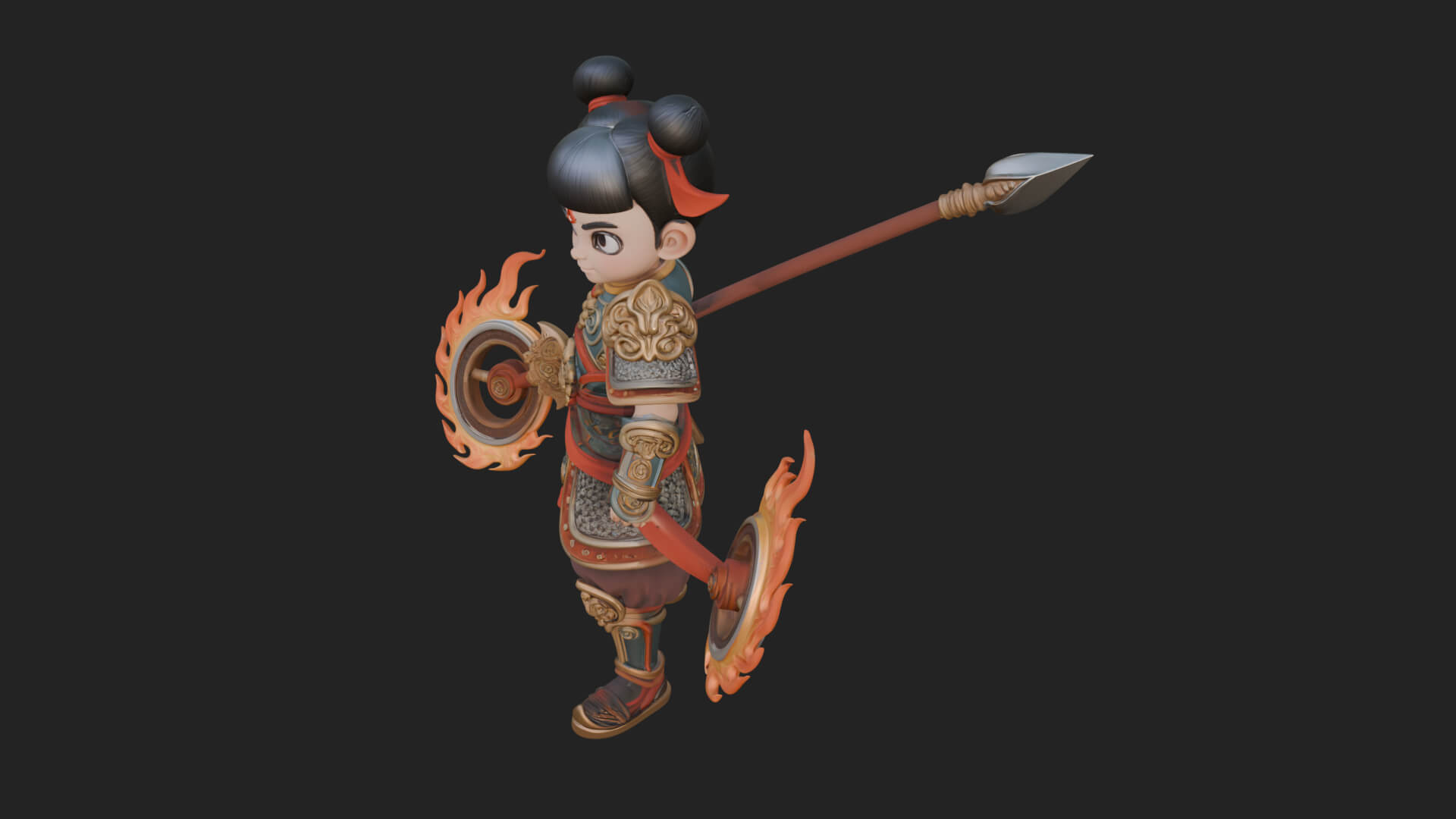 Fire Ring Boy Deity Statue Design 1 3D Print Model 3D Model