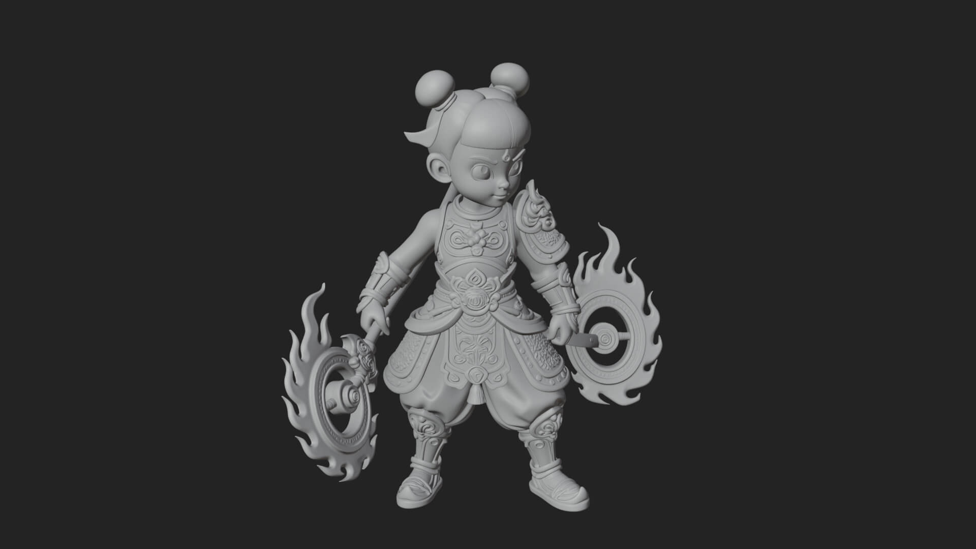 Fire Ring Boy Deity Statue Design 1 3D Print Model 3D Model