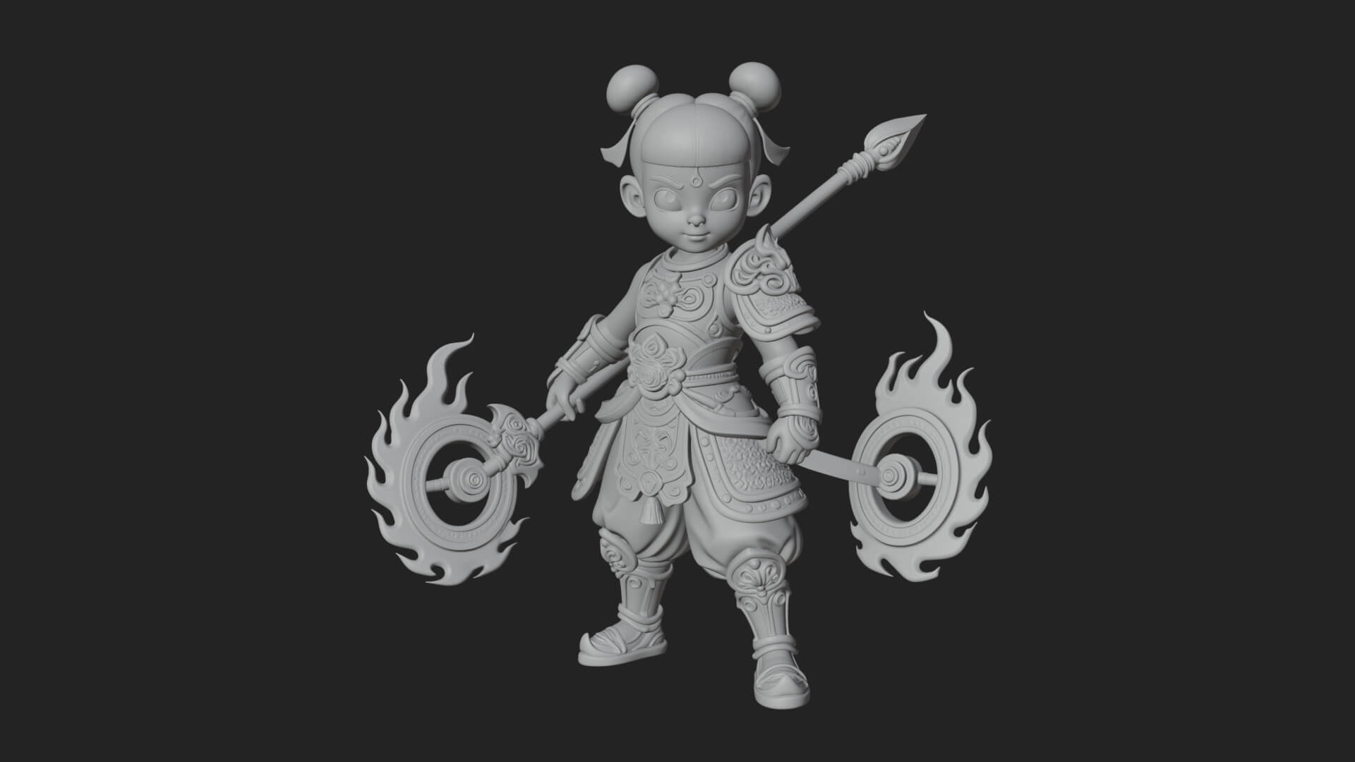 Fire Ring Boy Deity Statue Design 1 3D Print Model 3D Model