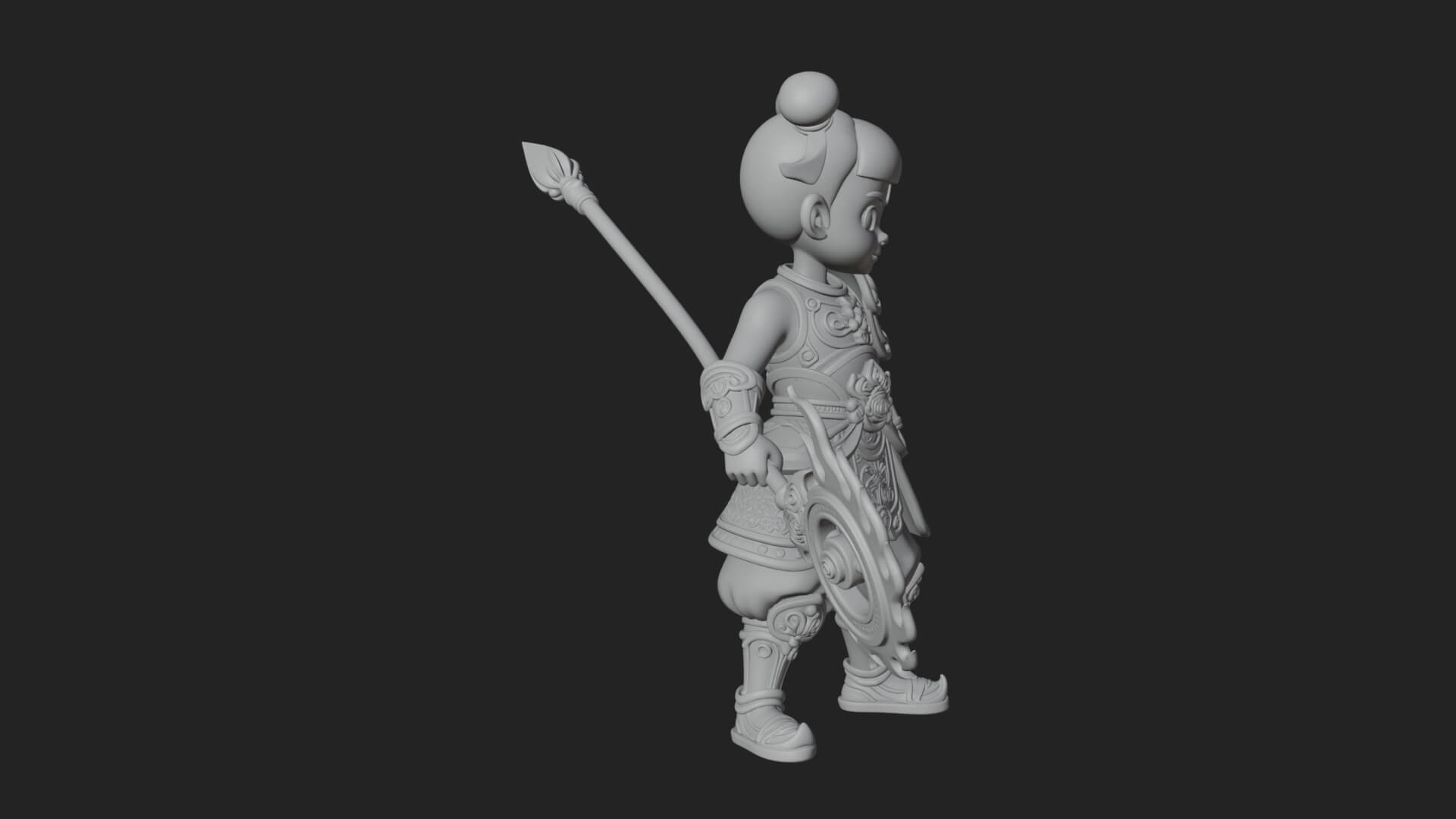 Fire Ring Boy Deity Statue Design 1 3D Print Model 3D Model