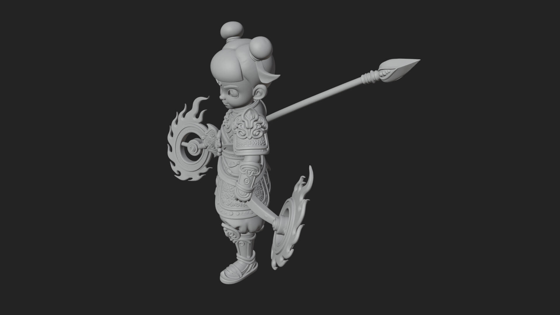 Fire Ring Boy Deity Statue Design 1 3D Print Model 3D Model