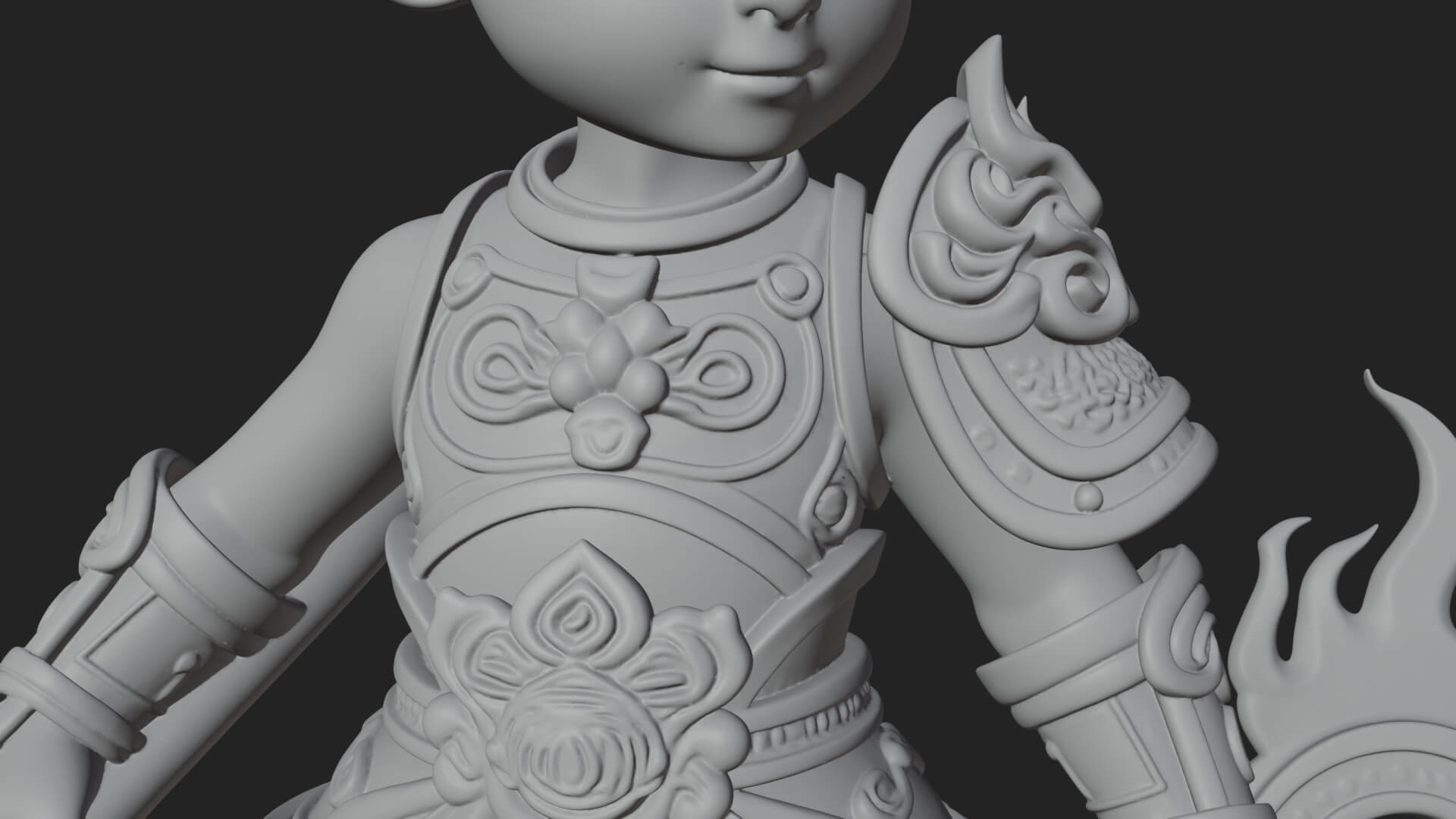 Fire Ring Boy Deity Statue Design 1 3D Print Model 3D Model