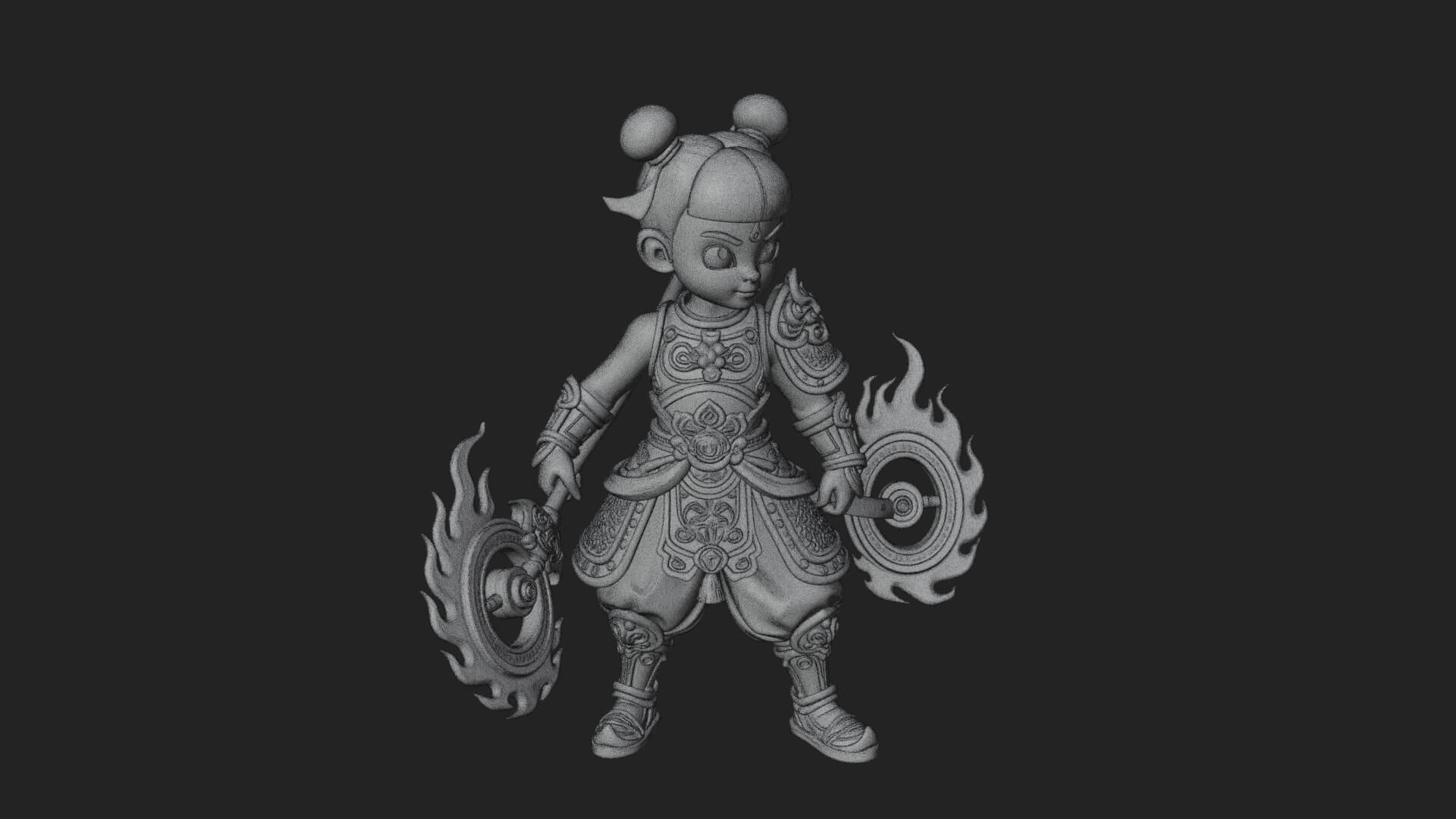 Fire Ring Boy Deity Statue Design 1 3D Print Model 3D Model