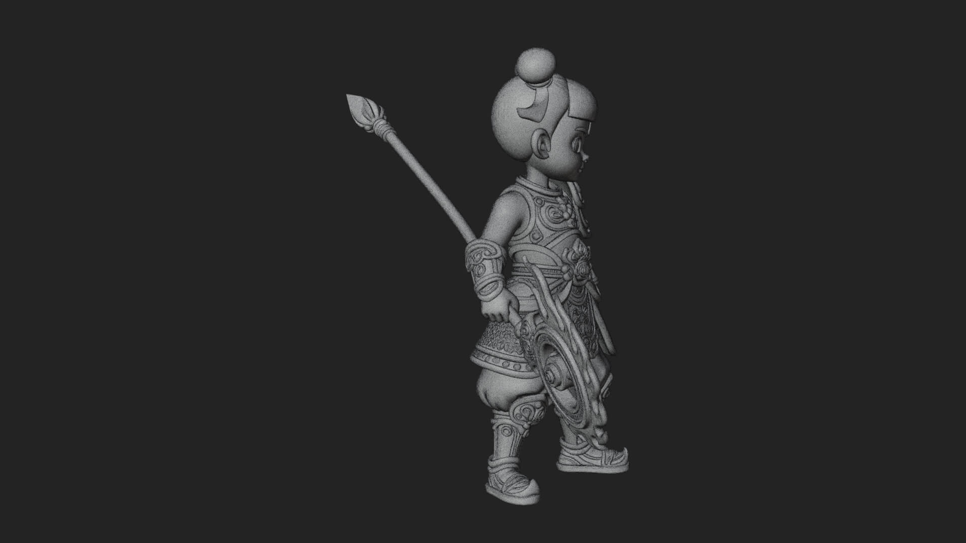Fire Ring Boy Deity Statue Design 1 3D Print Model 3D Model
