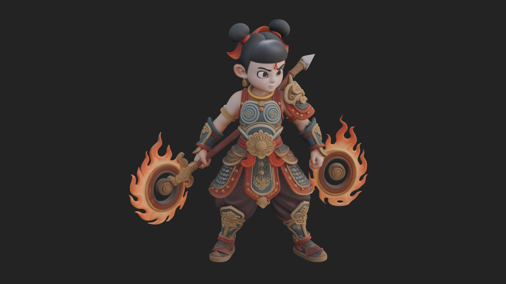 Fire Ring Boy Deity Statue Design 2 3D Print Model 3D Model