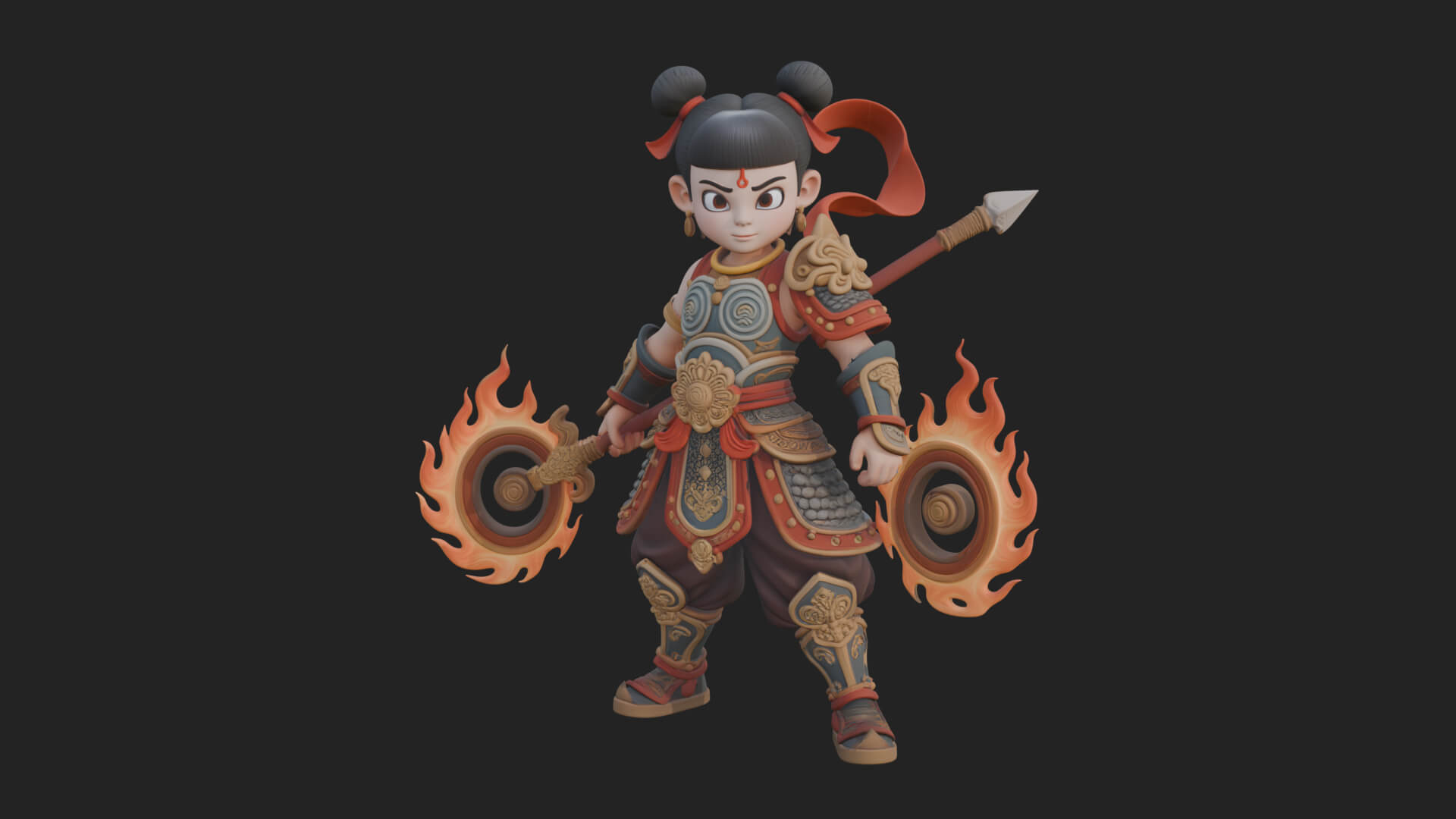 Fire Ring Boy Deity Statue Design 2 3D Print Model 3D Model