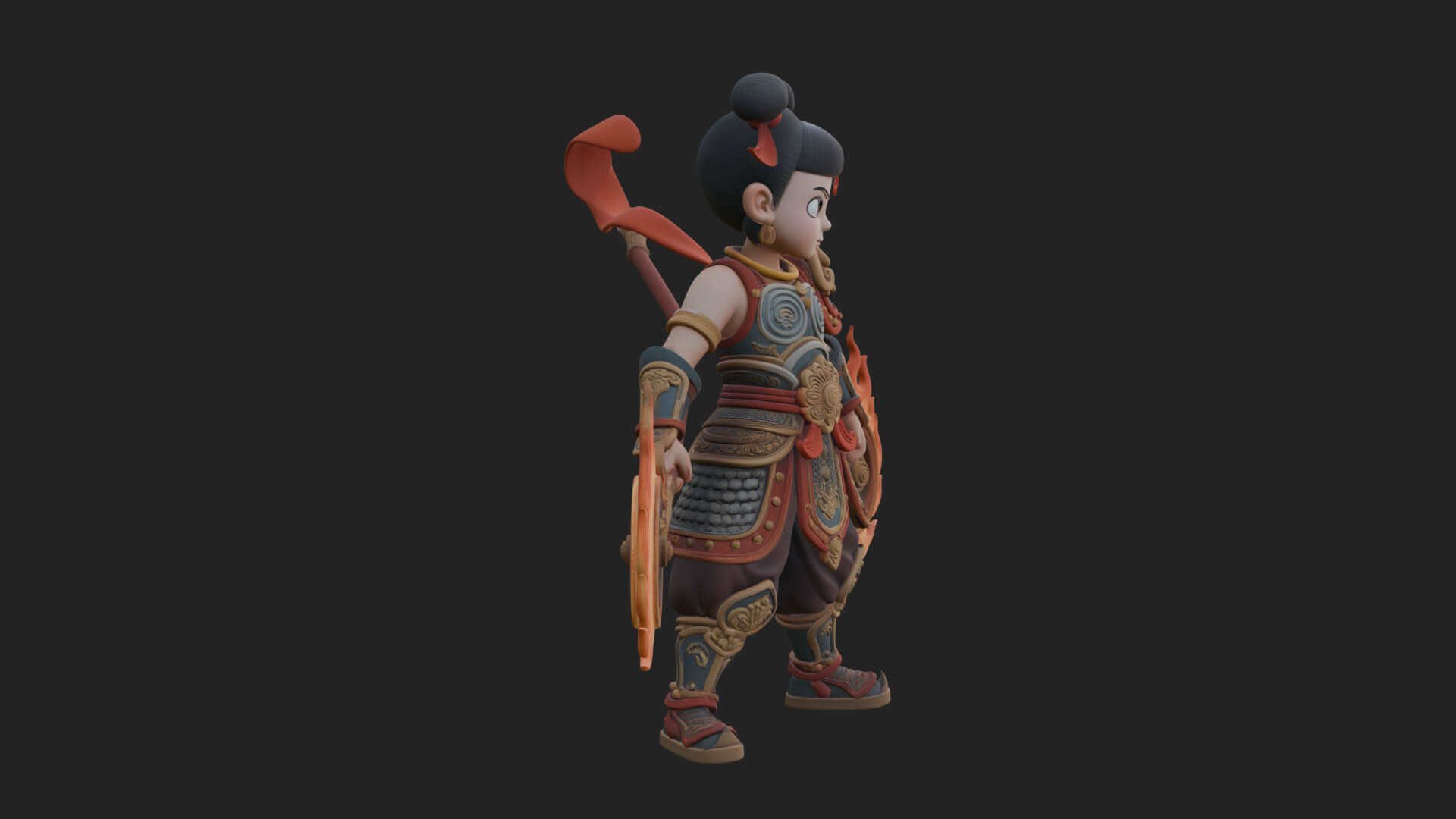 Fire Ring Boy Deity Statue Design 2 3D Print Model 3D Model
