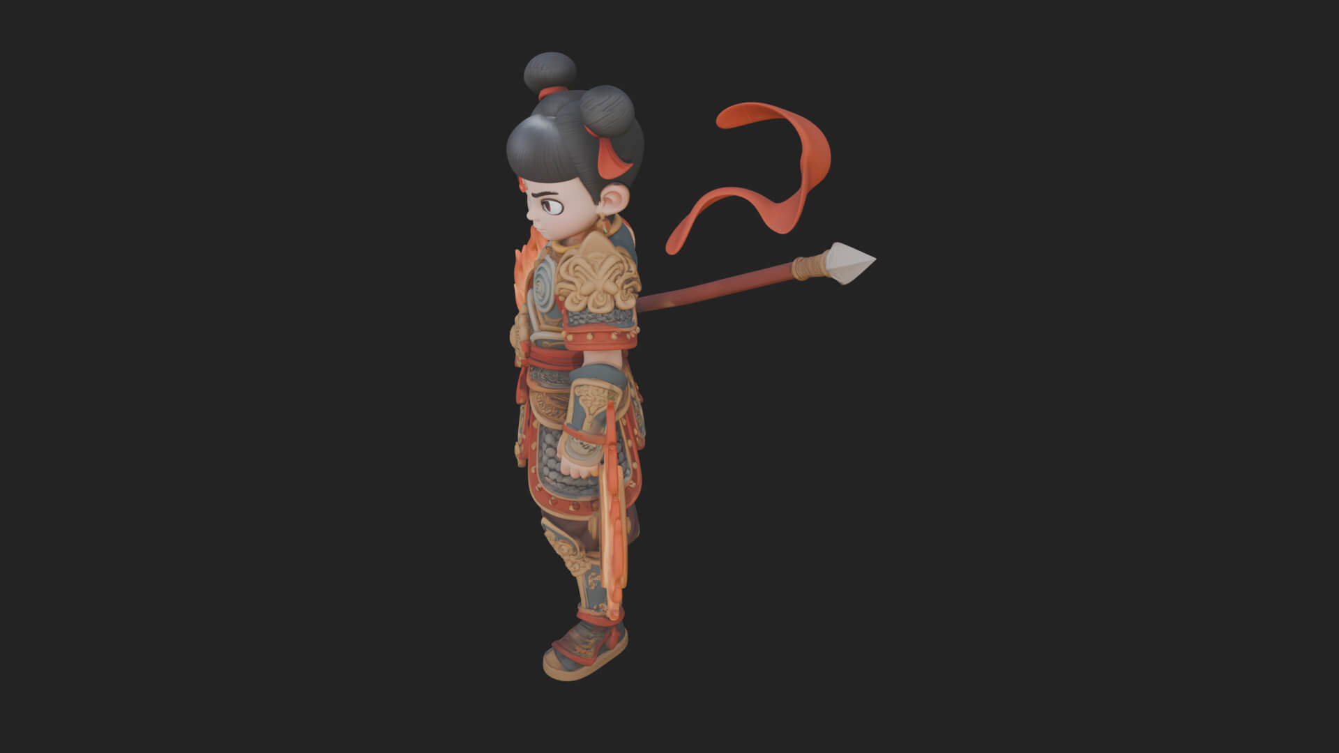 Fire Ring Boy Deity Statue Design 2 3D Print Model 3D Model