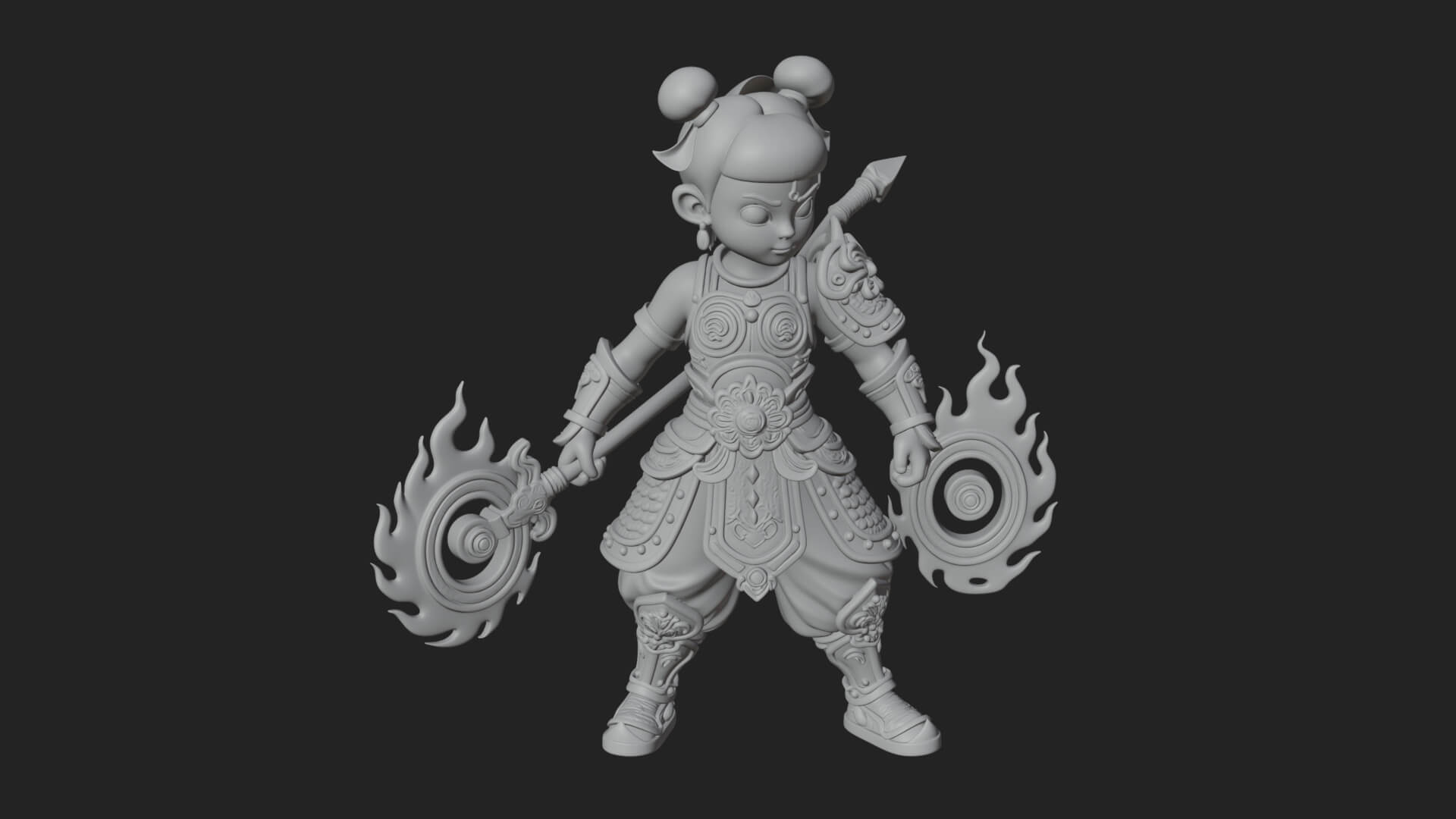 Fire Ring Boy Deity Statue Design 2 3D Print Model 3D Model