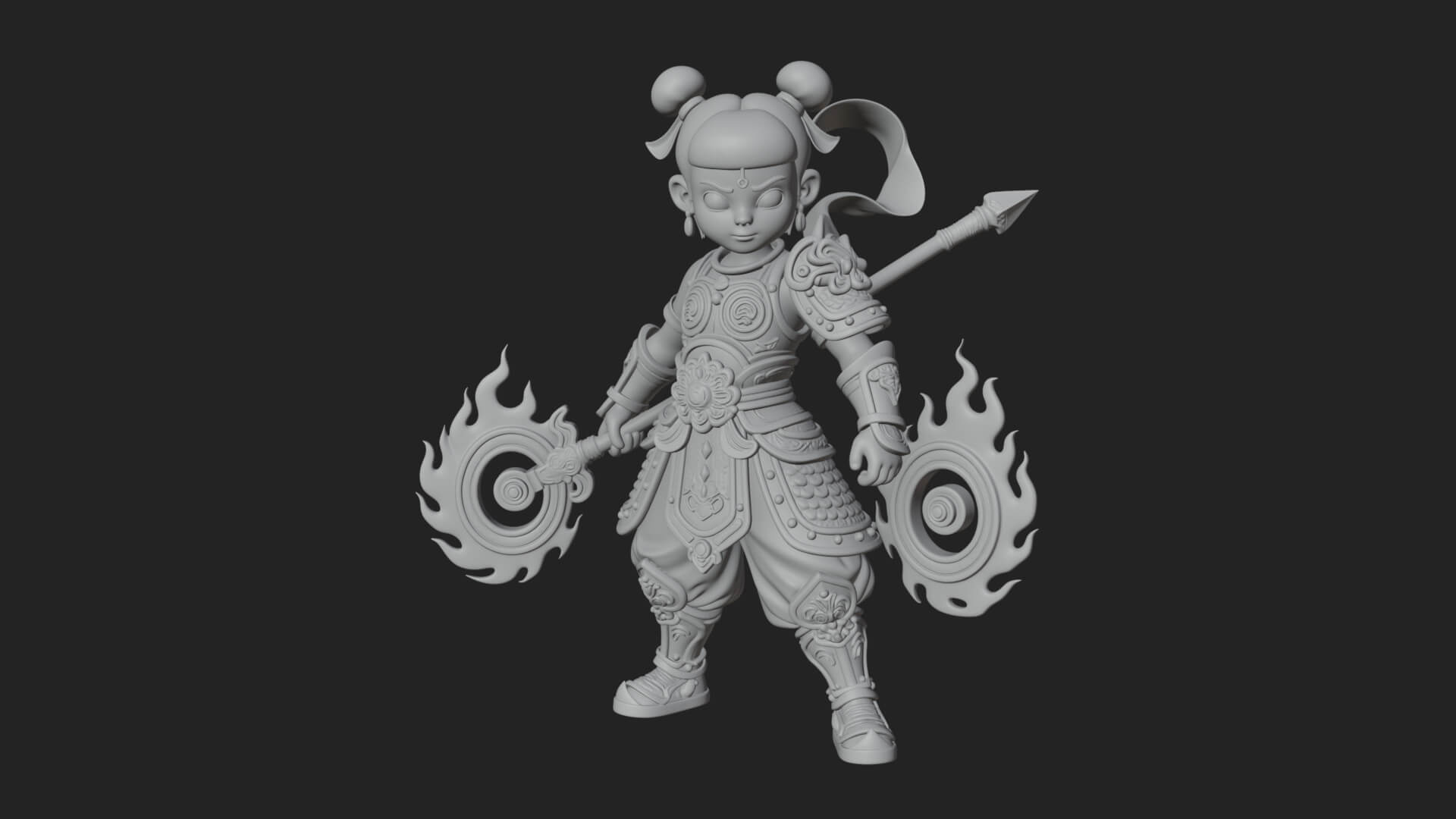 Fire Ring Boy Deity Statue Design 2 3D Print Model 3D Model