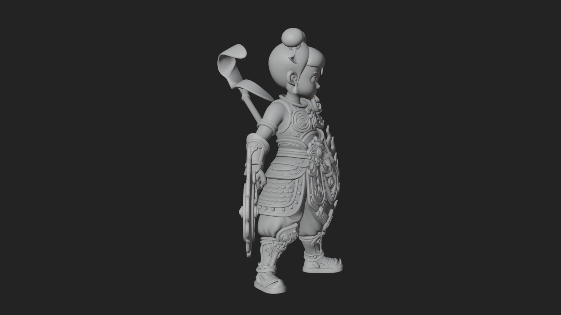 Fire Ring Boy Deity Statue Design 2 3D Print Model 3D Model