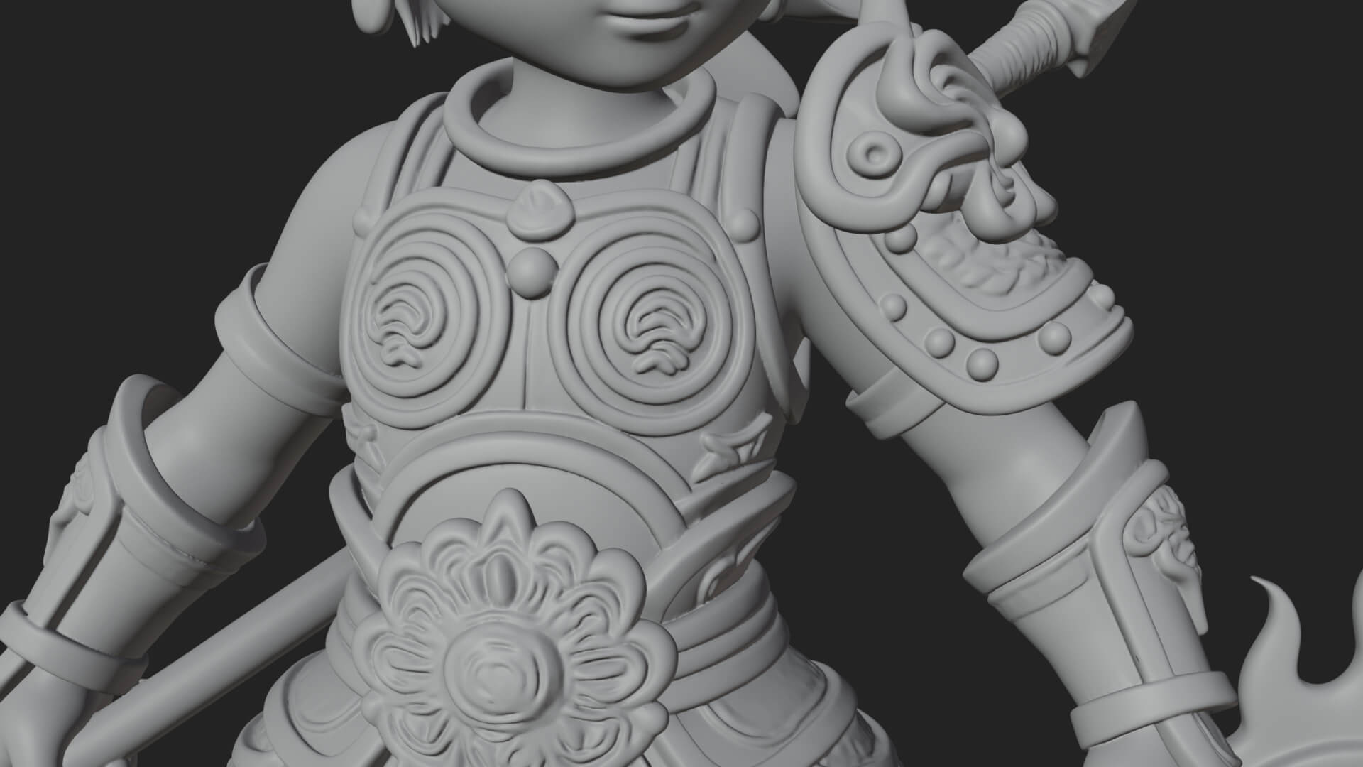 Fire Ring Boy Deity Statue Design 2 3D Print Model 3D Model