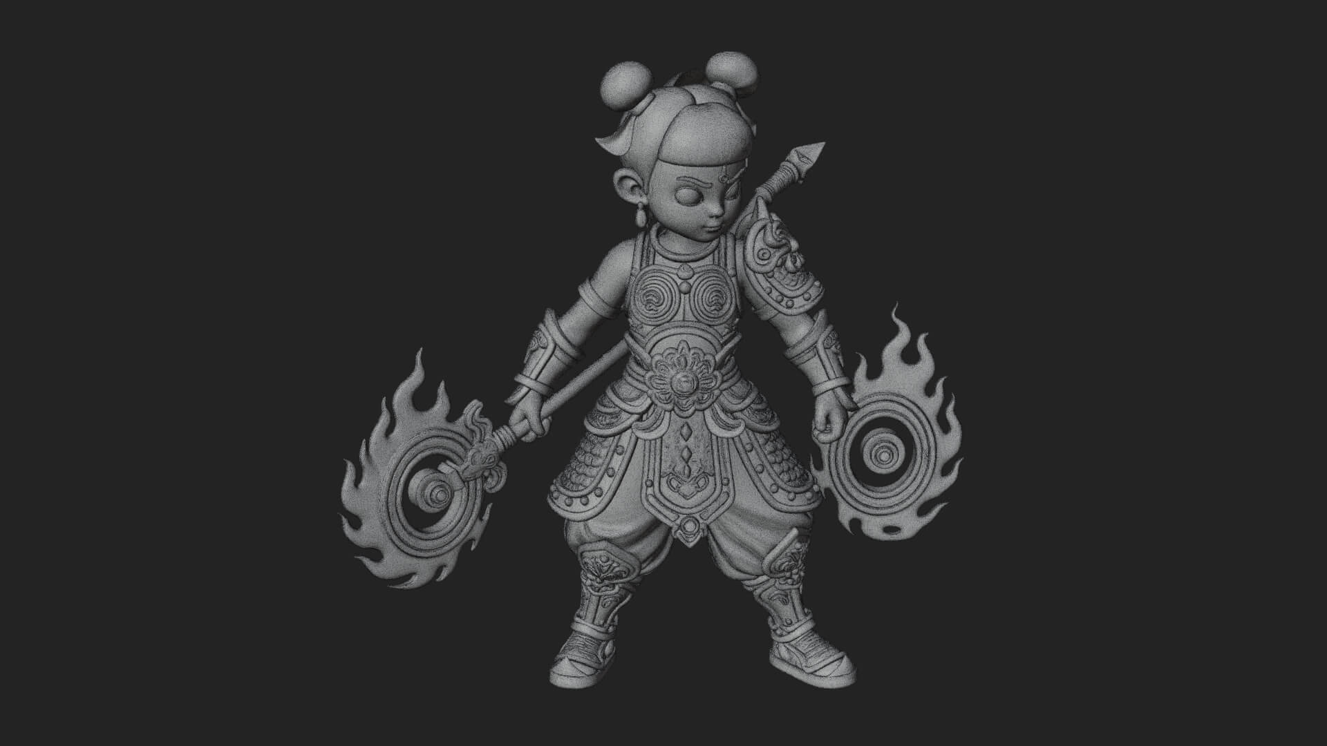 Fire Ring Boy Deity Statue Design 2 3D Print Model 3D Model