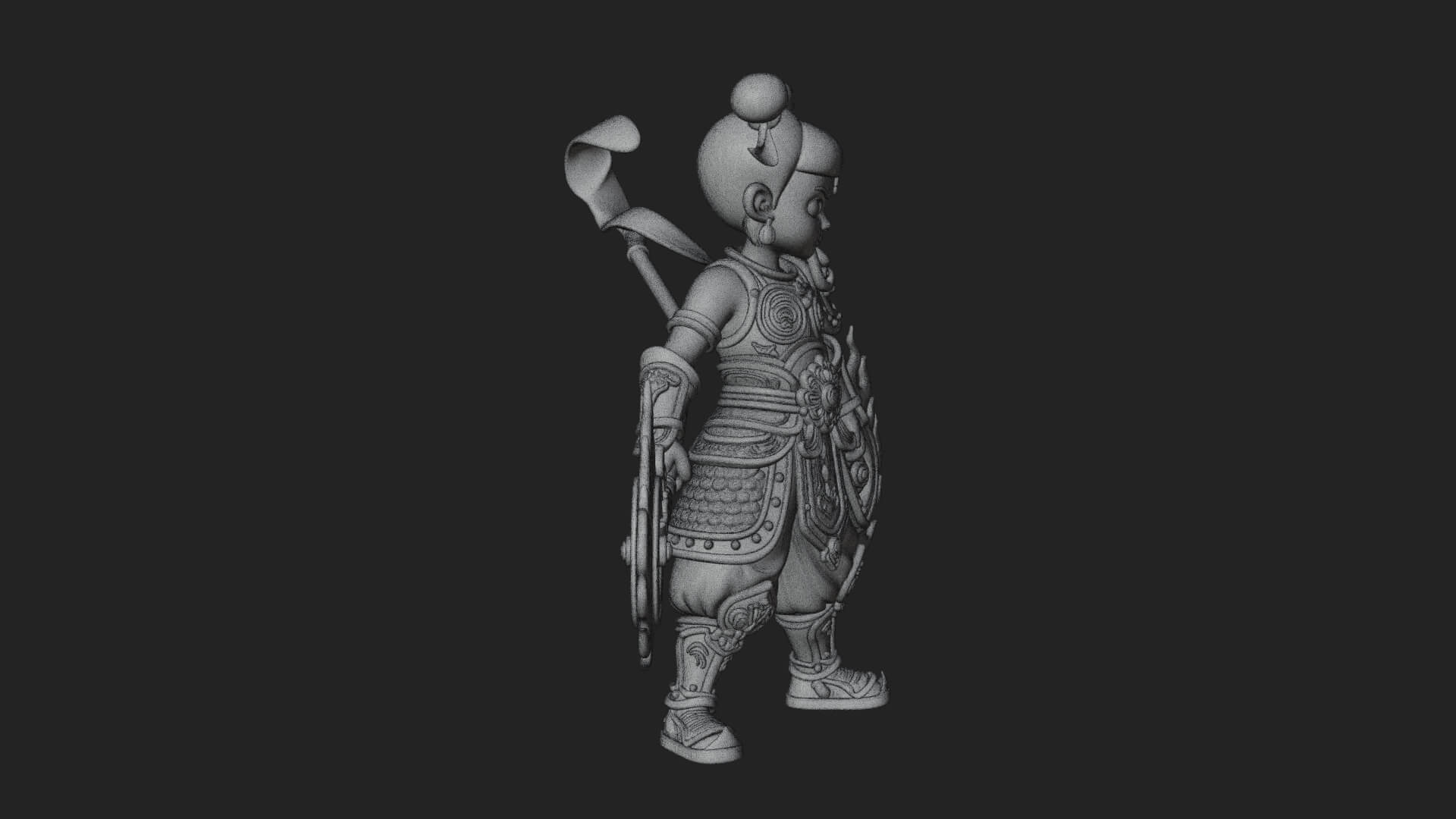 Fire Ring Boy Deity Statue Design 2 3D Print Model 3D Model