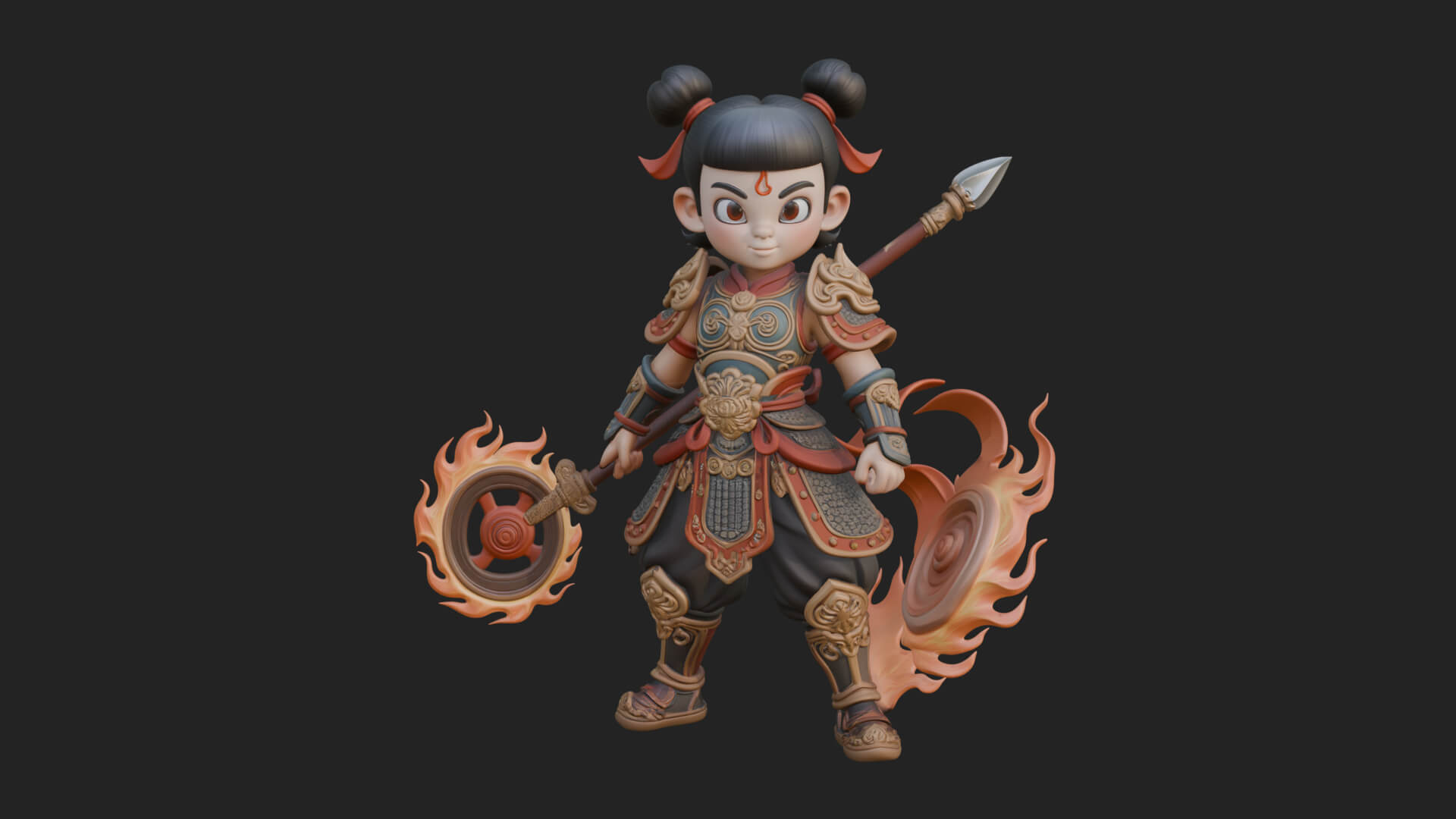 Fire Ring Boy Deity Statue Design 3 3D Print Model 3D Model